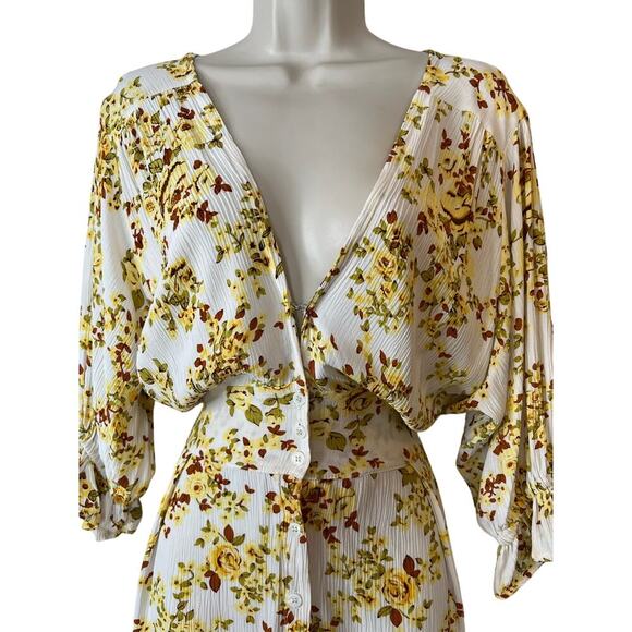 FAITHFULL Goldie Floral Off White Rafa Midi Dress Women's Size 6 = Medium - Picture 6 of 16